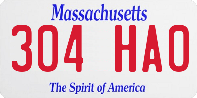 MA license plate 304HA0