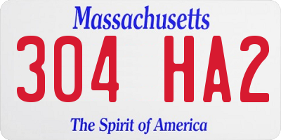 MA license plate 304HA2