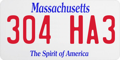 MA license plate 304HA3