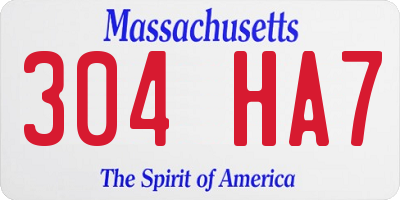 MA license plate 304HA7