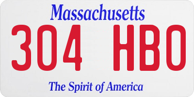 MA license plate 304HB0