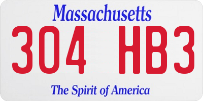 MA license plate 304HB3