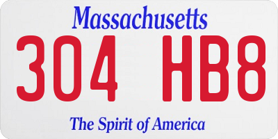 MA license plate 304HB8
