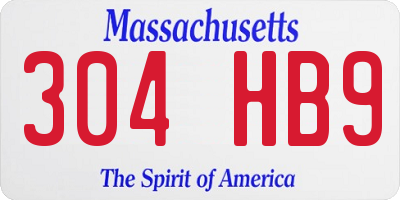 MA license plate 304HB9