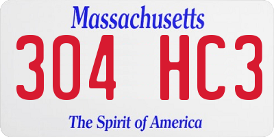 MA license plate 304HC3