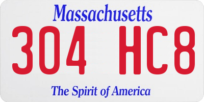 MA license plate 304HC8