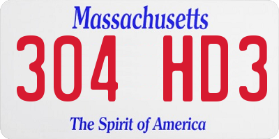 MA license plate 304HD3