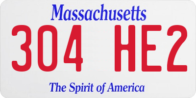 MA license plate 304HE2