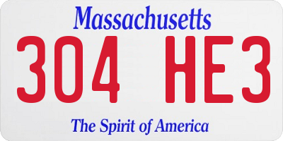 MA license plate 304HE3