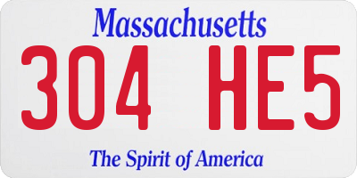 MA license plate 304HE5