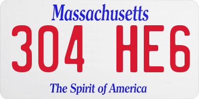MA license plate 304HE6