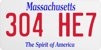 MA license plate 304HE7