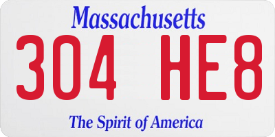 MA license plate 304HE8