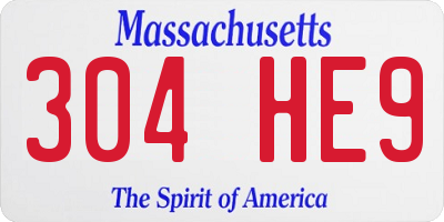 MA license plate 304HE9