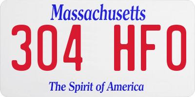 MA license plate 304HF0