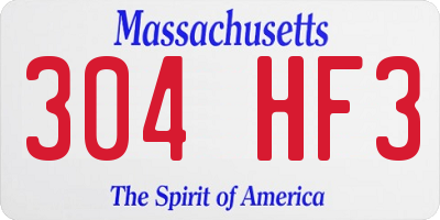 MA license plate 304HF3