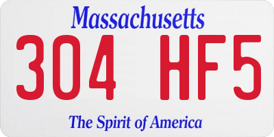 MA license plate 304HF5