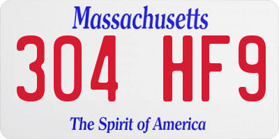 MA license plate 304HF9