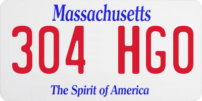 MA license plate 304HG0