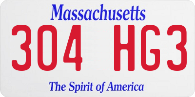 MA license plate 304HG3