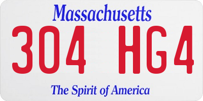 MA license plate 304HG4