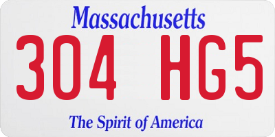 MA license plate 304HG5