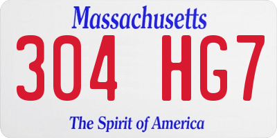 MA license plate 304HG7