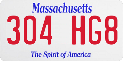 MA license plate 304HG8