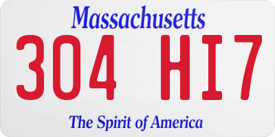 MA license plate 304HI7