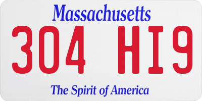 MA license plate 304HI9