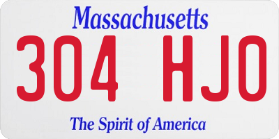 MA license plate 304HJ0
