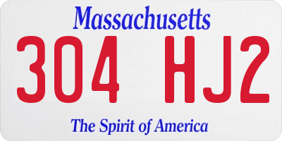MA license plate 304HJ2