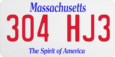 MA license plate 304HJ3