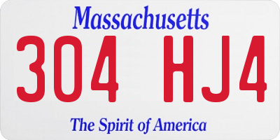 MA license plate 304HJ4