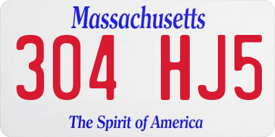 MA license plate 304HJ5