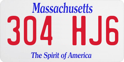 MA license plate 304HJ6
