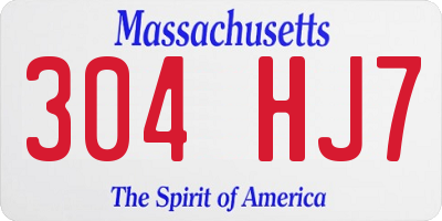MA license plate 304HJ7