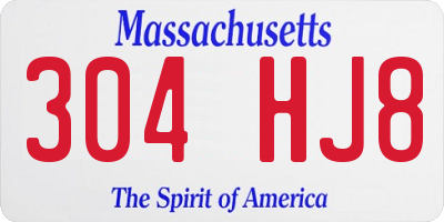 MA license plate 304HJ8