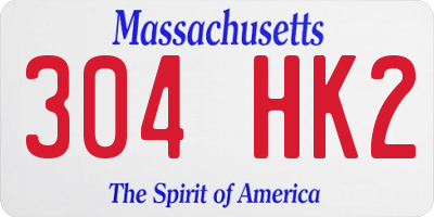 MA license plate 304HK2