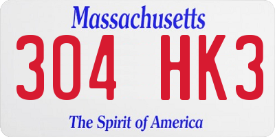 MA license plate 304HK3