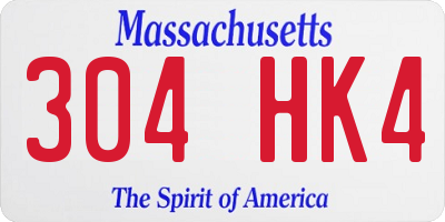 MA license plate 304HK4