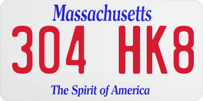 MA license plate 304HK8