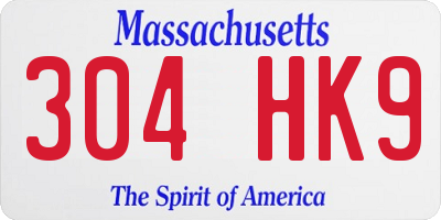 MA license plate 304HK9