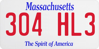 MA license plate 304HL3