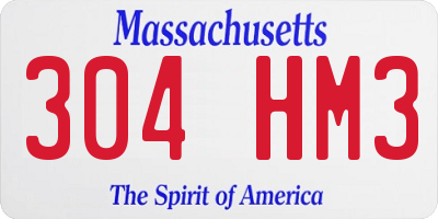 MA license plate 304HM3