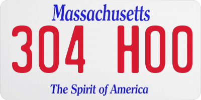 MA license plate 304HO0