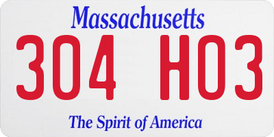 MA license plate 304HO3