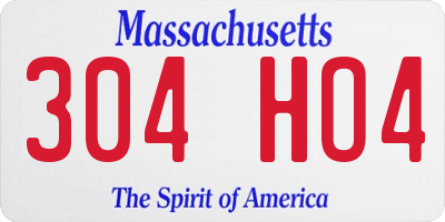 MA license plate 304HO4
