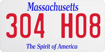 MA license plate 304HO8