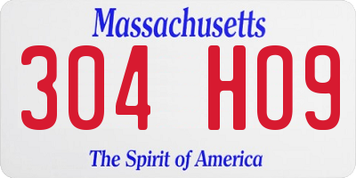 MA license plate 304HO9